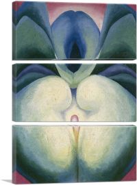 Series I White & Blue Flower Shapes 1919-3-Panels-60x40x1.5 Thick