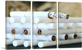 Cigarette Pattern Cigar Shop decor-3-Panels-60x40x1.5 Thick