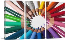 Circle Color Pencils Home decor-3-Panels-60x40x1.5 Thick