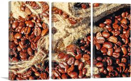 Coffee Beans With Bag Coffee Shop decor-3-Panels-90x60x1.5 Thick