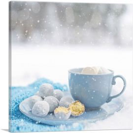 Coffee Cup With Cookies Coffee Shop decor-1-Panel-12x12x1.5 Thick