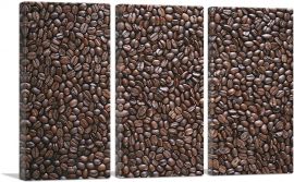 Coffee Pattern Cafe Decor Rectangle-3-Panels-90x60x1.5 Thick