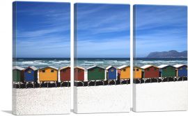 Colorful Houses On The Beach-3-Panels-60x40x1.5 Thick
