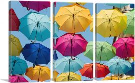 Colorful Umbrellas Sky Home decor-3-Panels-60x40x1.5 Thick