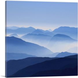 Foggy Mountains Home Decor Square-1-Panel-18x18x1.5 Thick