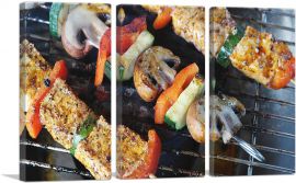 Grilled Food BBQ Restaurant decor-3-Panels-60x40x1.5 Thick