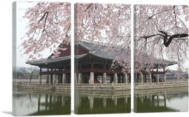 Japan Temple Blossom Home decor-3-Panels-90x60x1.5 Thick