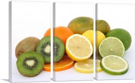 Kiwi Lemon Limette Orange Papaya Fruits Supermarket decor-3-Panels-90x60x1.5 Thick