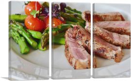 Asparagus And Steak Diner Restaurant decor-3-Panels-60x40x1.5 Thick