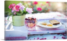 Morning Breakfast With Eggs Fruits And Flowers Restaurant decor-1-Panel-18x12x1.5 Thick