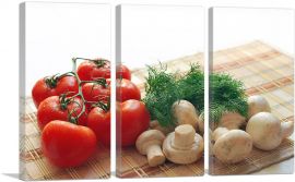 Mushrooms and Tomatoes Home decor-3-Panels-90x60x1.5 Thick