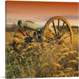 Old Cannon On the Field Square-1-Panel-12x12x1.5 Thick