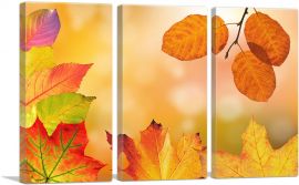 Autumn Wood Leaves Home decor-3-Panels-90x60x1.5 Thick
