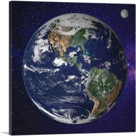 Planet Earth In Space Home decor-1-Panel-36x36x1.5 Thick