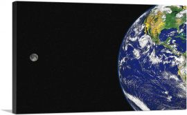 Planet Earth With Moon Home decor-1-Panel-40x26x1.5 Thick