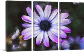 Purple Flower Home decor-3-Panels-90x60x1.5 Thick