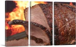 Barbecue Ham Meat Diner Restaurant decor-3-Panels-60x40x1.5 Thick