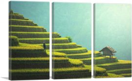 Pyramidal Rice Fields-3-Panels-90x60x1.5 Thick