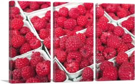 Raspberries In Box Home decor-3-Panels-60x40x1.5 Thick
