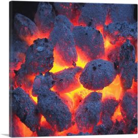 Barbecue Hot Flames Diner Restaurant decor-1-Panel-18x18x1.5 Thick