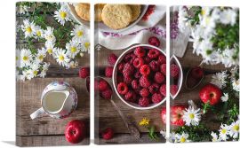 Raspberry With Milk And Cookies Home decor-3-Panels-90x60x1.5 Thick