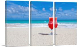 Red On The Sea Beach-3-Panels-90x60x1.5 Thick