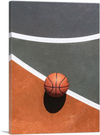 Basketball Ball On Court Home decor-1-Panel-12x8x.75 Thick