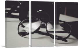 Retro Glasses Home decor-3-Panels-90x60x1.5 Thick