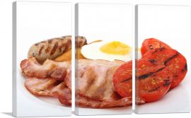Sausage, Eggs, Bacon and Tomato Breakfast Restaurant decor-3-Panels-90x60x1.5 Thick