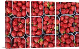 Strawberries Pattern Supermarket decor-3-Panels-90x60x1.5 Thick
