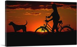 Sunset With Bike And Dog Home decor-1-Panel-18x12x1.5 Thick