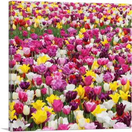 Tulips Pattern Home Decor Square-1-Panel-18x18x1.5 Thick