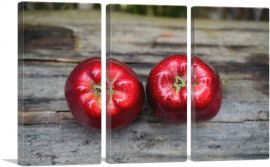 Two Red Apples On Wooden Table-3-Panels-60x40x1.5 Thick