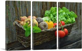 Vegetables In Basket Home decor-3-Panels-60x40x1.5 Thick