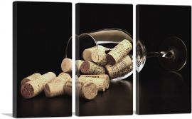 Wine Glass with Bottle Caps Restaurant decor-3-Panels-90x60x1.5 Thick