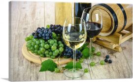 Wine Glass With Grapes Home Decor Rectangle-1-Panel-18x12x1.5 Thick