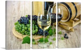 Wine Glass With Grapes Home Decor Rectangle-3-Panels-60x40x1.5 Thick