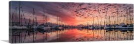Yachts Sunset Home Decor Panoramic-1-Panel-36x12x1.5 Thick