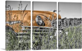 Oldtimer Car In Field Home decor-3-Panels-60x40x1.5 Thick
