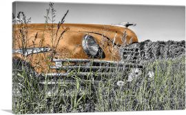 Oldtimer Car In Field Home decor-1-Panel-12x8x.75 Thick