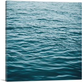 Blue Water Waves Ocean Lake Square-1-Panel-18x18x1.5 Thick