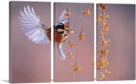 Bird Flying Over Berries Home decor-3-Panels-60x40x1.5 Thick