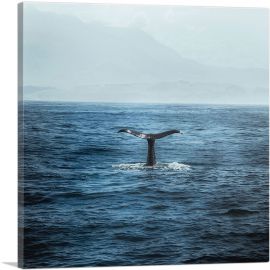 Whale Tail Ocean Waves-1-Panel-18x18x1.5 Thick