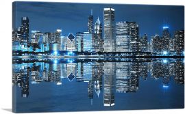 Blue Chicago Illinois Skyline-1-Panel-40x26x1.5 Thick