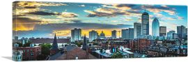 Boston City Massachusetts Skyline Panoramic-1-Panel-36x12x1.5 Thick