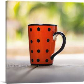 Black And Red Dot Cup Home decor-1-Panel-26x26x.75 Thick