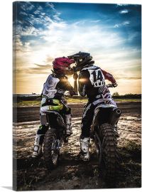 Dirt Bike Motocross Couple Biker Girl-1-Panel-26x18x1.5 Thick