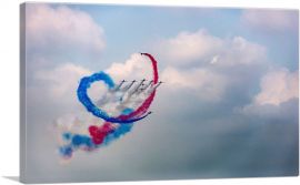 Fighter Jet Plane Aircrafts Blue and Pink Smoke-1-Panel-26x18x1.5 Thick