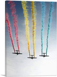 Fighter Jet Plane Aircrafts Colored Smoke Formation-1-Panel-26x18x1.5 Thick