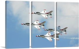 Fighter Jet Plane Aircrafts Flying Formation-3-Panels-90x60x1.5 Thick